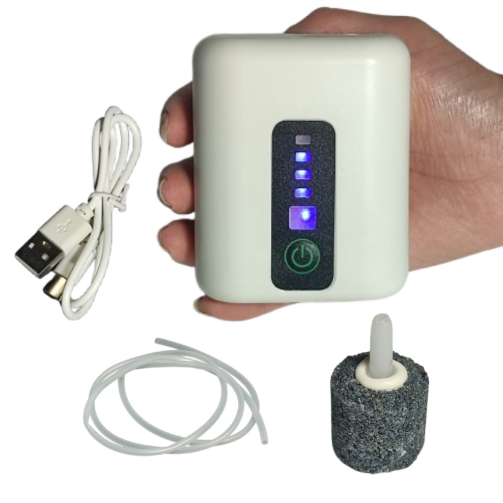 Bomba de Oxigênio Portátil Recarregável USB - C Oxigenador de emergencia para Peixes