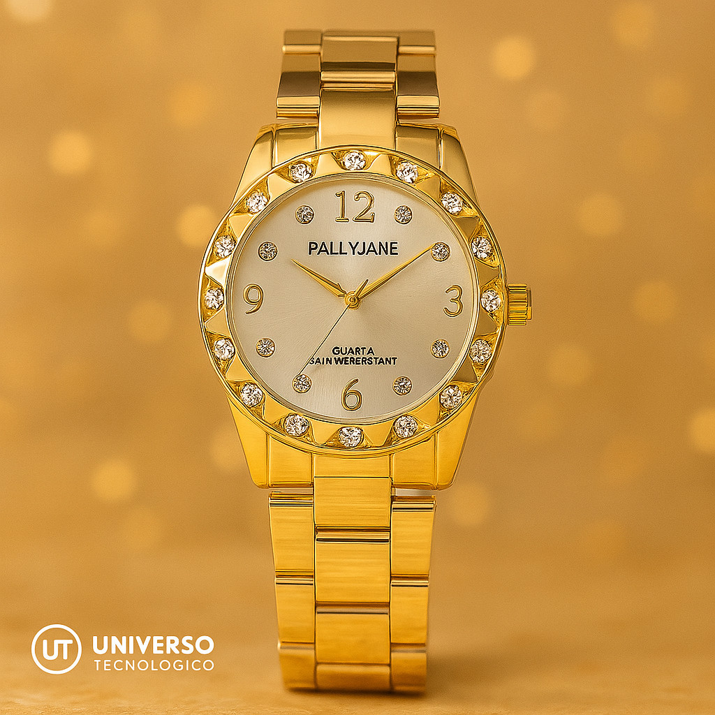 Relogio Feminino Dourado Banhada a Ouro 18k A Prova D'água de Quartzo ...