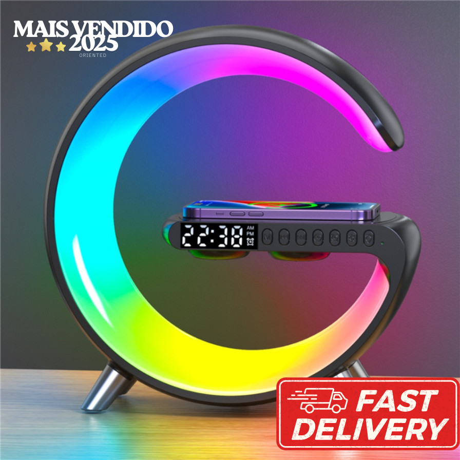 Caixa de Som G-Speaker Luminária Bluetooth Inteligente Carregador Sem Fio Led Luz Rgb Caxinha