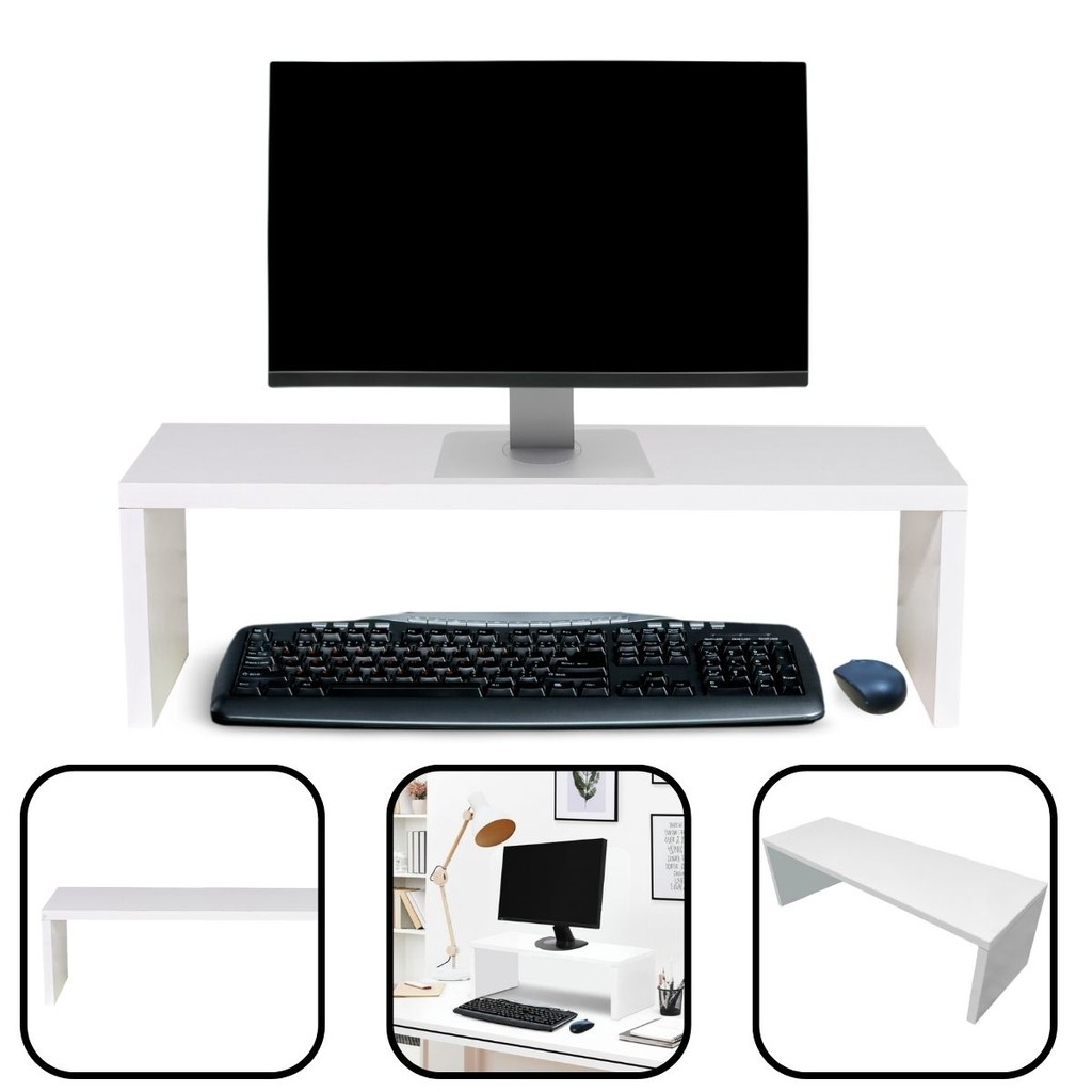 Base Suporte Elevado Para Monitor 20x60x20cm MDF Branco | Shopee Brasil
