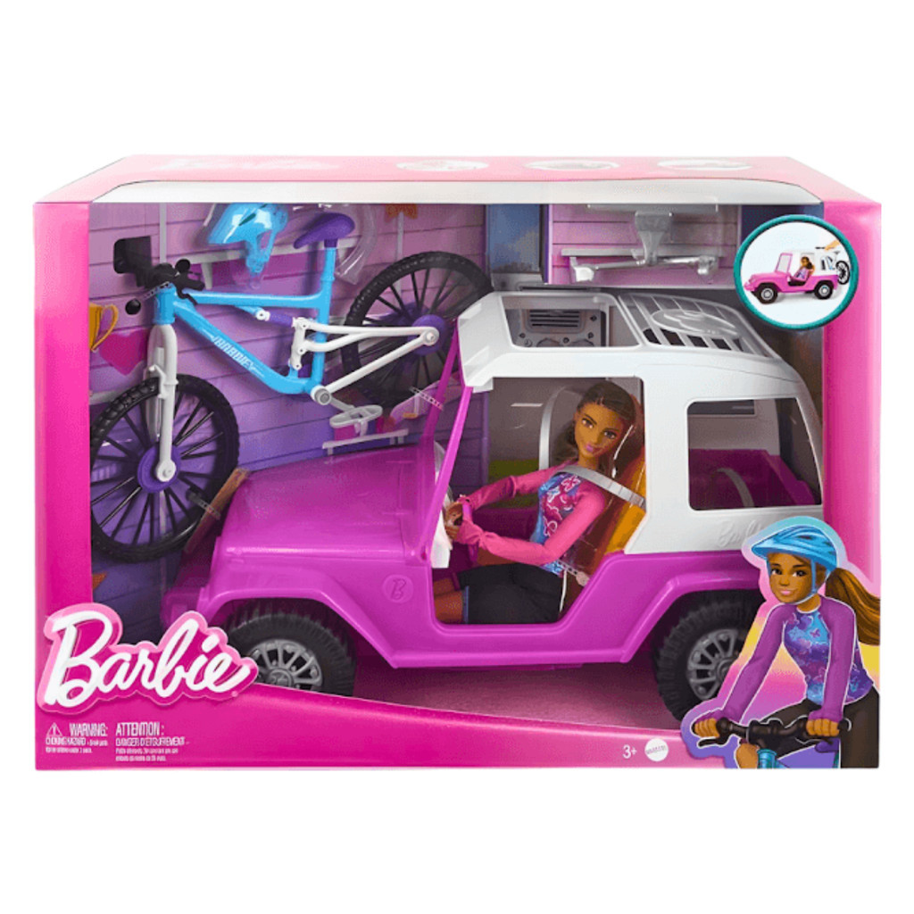 Barbie Bicicleta E Carro Off Road Com Boneca Mattel Hkb Shopee Brasil