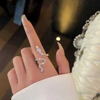 Diamante de Luxo Leve Piscando Diamante Índice Único Anel de Cobra de Dedo
