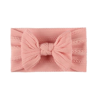 Lindo Laço Elástico De Malha Larga Com Para Crianças Turban Fashion Nylon Kids Headwear Acessórios Cabelo Jacquard Cor Sólida Fita De Cabeça Bebê Recém-Nascido