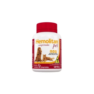 Suplemento Hemolitan Pet Vetnil 30 Comprimidos