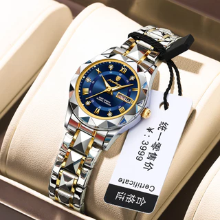 Poedagar New Ladies Steel Watch Relógio De Quartzo Luminoso Calendário Duplo De Aço