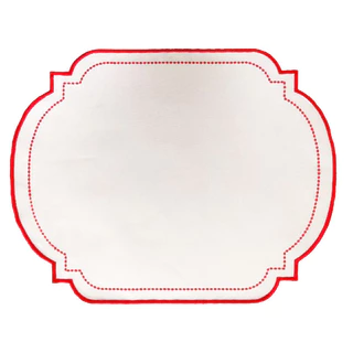 Lugar Americano Branco Com Bordado Vermelho