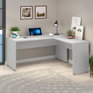 Mesa Em L Escrivaninha Home Office 150cm Cinza