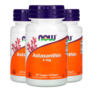 Kit 3x Astaxantina 4mg Now Foods 60Vegs Softgel /Made in Usa