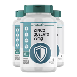 Kit 3x Zinco Quelato 29mg Nutralín 60 Comp.