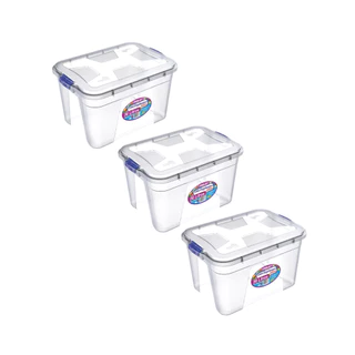 Kit 3 Caixas Organizadoras Transparentes 56 Litros Com Travas e Tampa Casa Elegante Organizacao