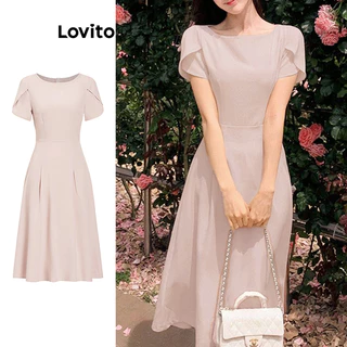 Lovito Vestido básico elegante e simples para mulheres L100MD249