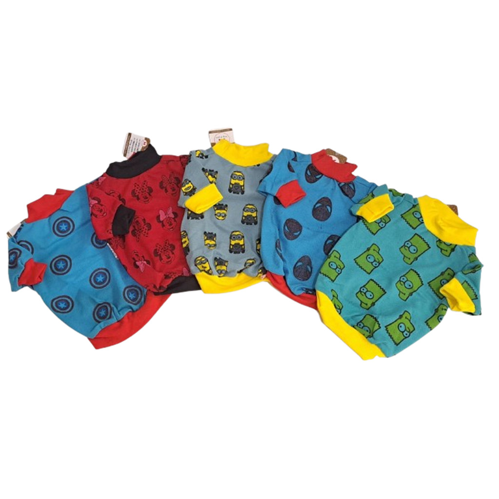 Kit conjunto roupa pet 05 peças estampadas variadas King of Pets