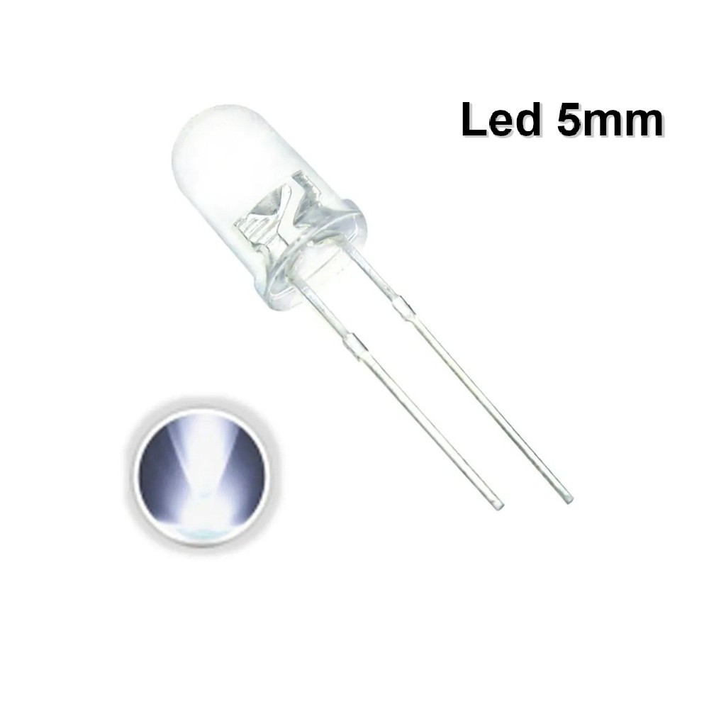Kit 100x Led Branco Alto Brilho 5mm Transparente Led Branco 5mm ...