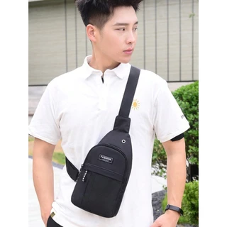 Bolsa Tiracolo Masculina Pochete Transversal Bag Ombro Com Furo do Fone de Ouvido
