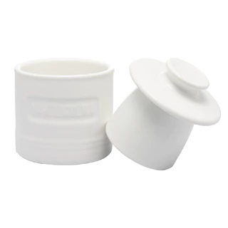 Manteigueira Francesa Wolff de Cerâmica Tampa Vintage Requintada Luxo Branca Matte com Tampa Porta Manteiga Fresca
