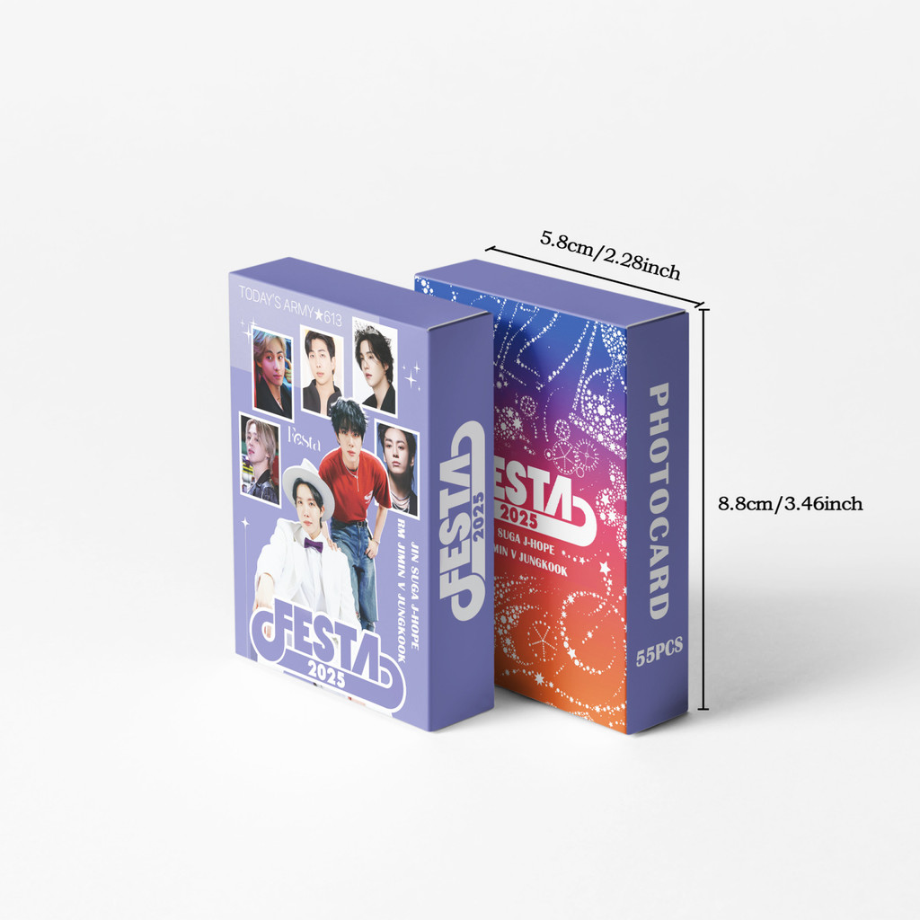55pcs/Box BTS Photocard 2025FESTA 12o Álbum KPOP LOMO Cartão