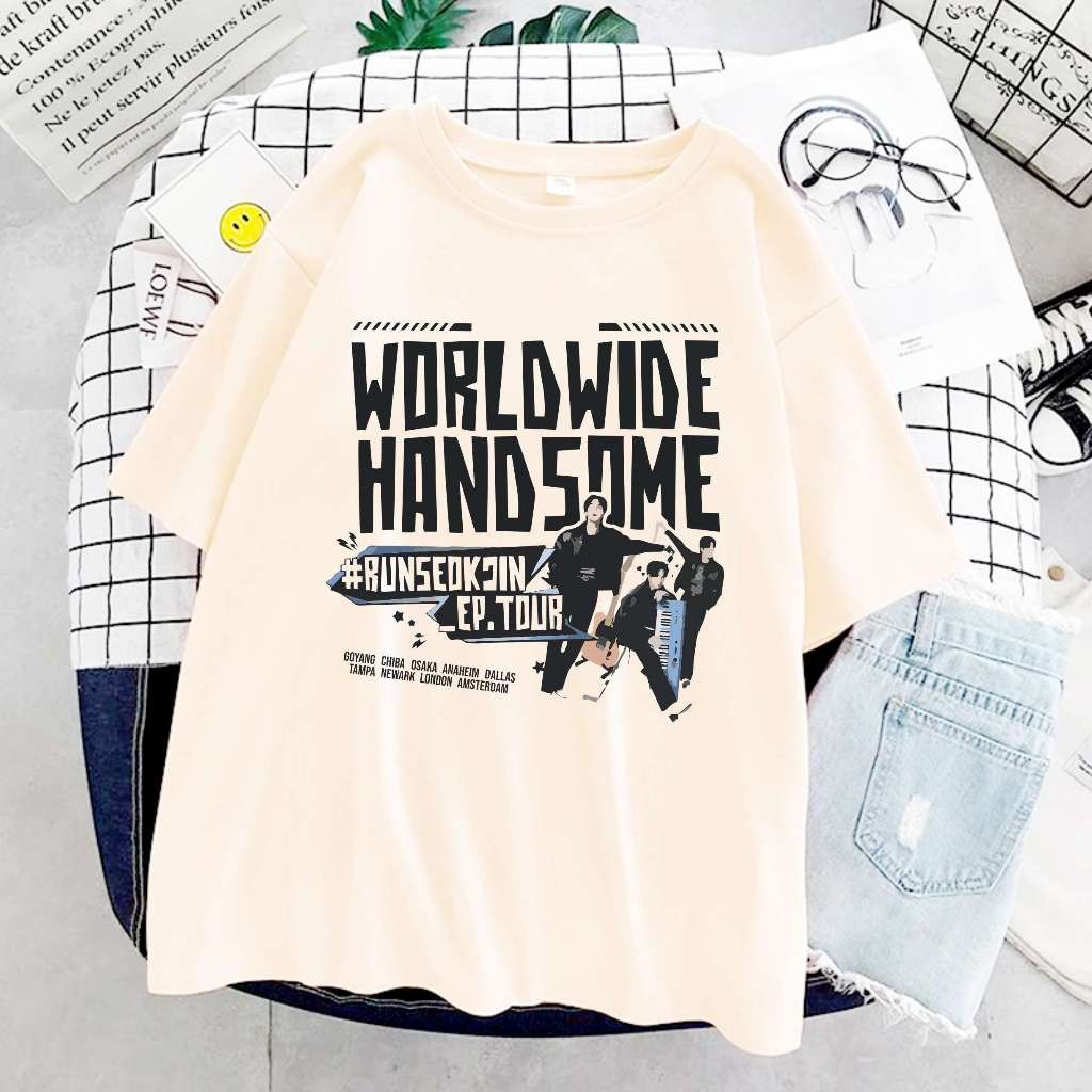 Camiseta Jin Worldwide Handsome Unissex RUNSEOKJIN EP TOUR Unissex