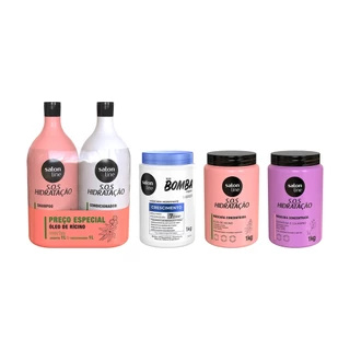 Kit Cronograma capilar + Shampoo e Condicionador Turbinado 1L Salon Line em Oferta na Shopee