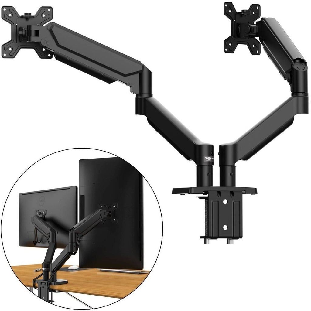 Suporte de Monitor Duplo Articulado Mola Gás 12" a 32" Até 10kg