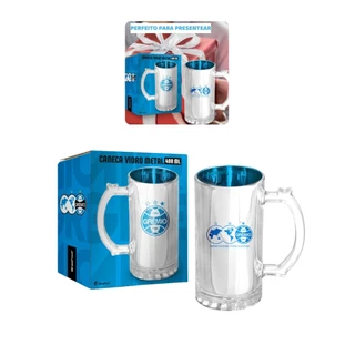 Caneca Vidro Reforçado Metalic 480ml Cerveja Chopp Time Clube Grêmio Oficial Presente