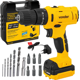 Parafusadeira Furadeira Com Impacto Profissional 12V PFV120I Bivolt + Broca Bits Maleta Vonder em Oferta na Shopee
