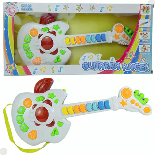 Guitarra De Brinquedo Musical infantil Com Sons Branca DMT6904 Dmtoys