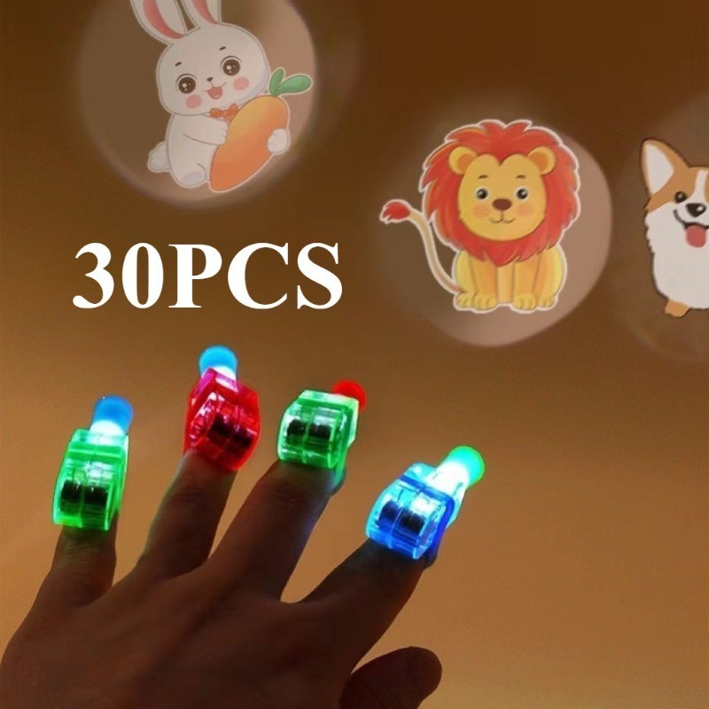 30pcs/20pcs/10pcs Projecção Dedo De Lâmpada Múltiplos Padrões De Desenho De Anel De Diversão Festa em Oferta na Shopee