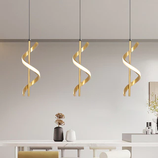 (3 cores em 1 luz) Lustre Pendente Luminária de Teto Led Dourado Decoração Minimalista Moderno para Sala Quarto Cozinha