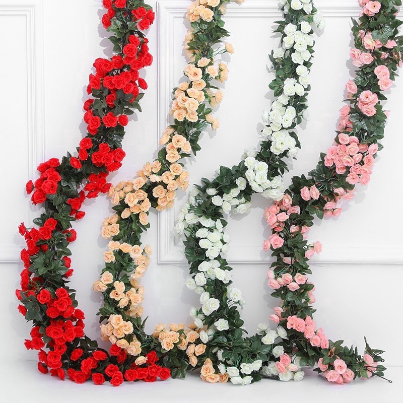 2,3 M Vinhas De Rosas Flores Artificiais De Seda Grinaldas Falsas De Cipós Para Festa De Casamento Aniversário Home Garden Decoração Muro Wreath