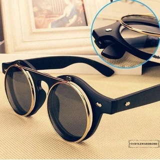 Óculos De Sol Redondos ERE-Hot Steampunk Goth Vintage Retro Flip Up