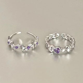 Moda Feminina Jóias Liga Rhinestone Estrela Púrpura Anel Coração