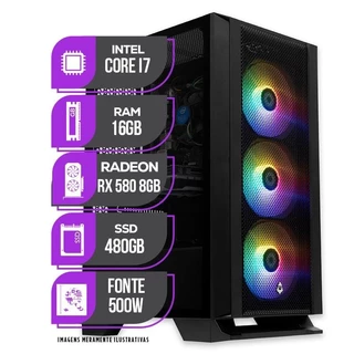 PC Gamer Mancer, Intel Core i7, RX 580 8GB, 16GB DE RAM, SSD 480GB, Fonte 500W 80 PLUS