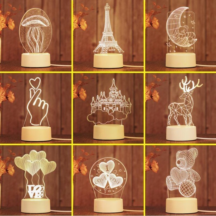 Luminária de Mesa de LED 3D Criativa / Luz Noturna Decorativa / Presente