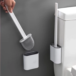 Kit 2 Escova De Silicone Limpar Privada Banheiro Vaso Com Suporte E Adesivo Para Parede