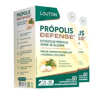 Kit 2x Própolis Defense Lauton Extrato Verde Alecrim 60 Comp.