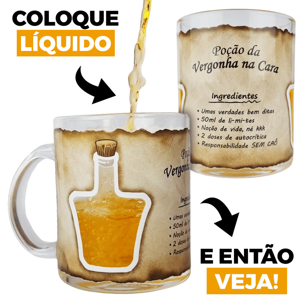 Caneca Personalizada Interativa Poção da Vergonha na Cara