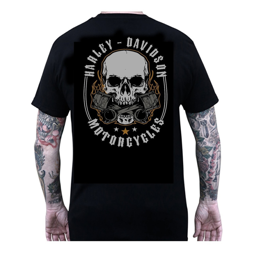 Camisa Camiseta Harley Davidson Old Skull Motorcycles 2024