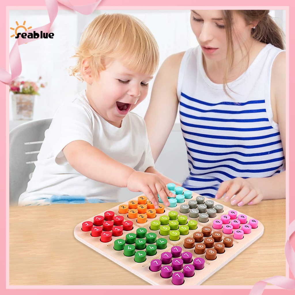 Educational Sudoku Board Game Wooden Puzzle Fun Math Brain Teaser for