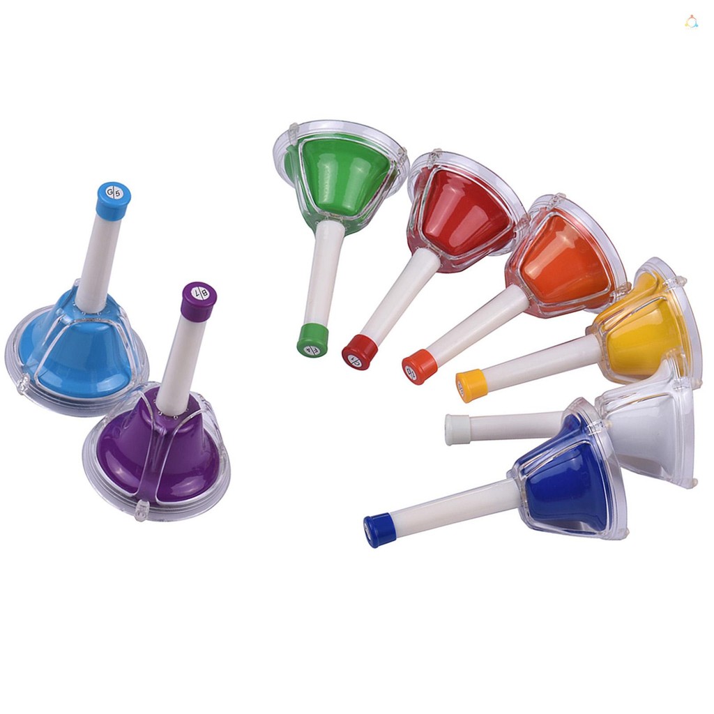 8 Nota Diatônico Metal Sino Colorido Handbell Mão Percussão Sinos Kit ...