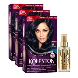 KIT TRIO Koleston Colr Preto Azulado 28 55g + Óleo