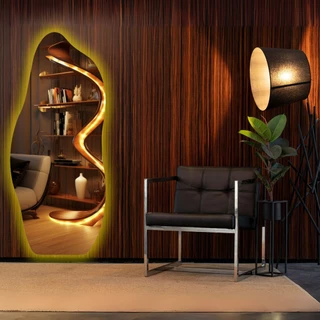 Espelho Orgânico Grande Corpo Inteiro Led Frio Quente 115cm x 60cm Decorativo Quarto Sala Banheiro