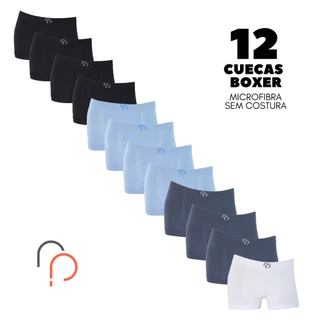 Kit 12 Cuecas Boxer INFANTIL Sem Costura em Microfibra RP em Oferta na Shopee