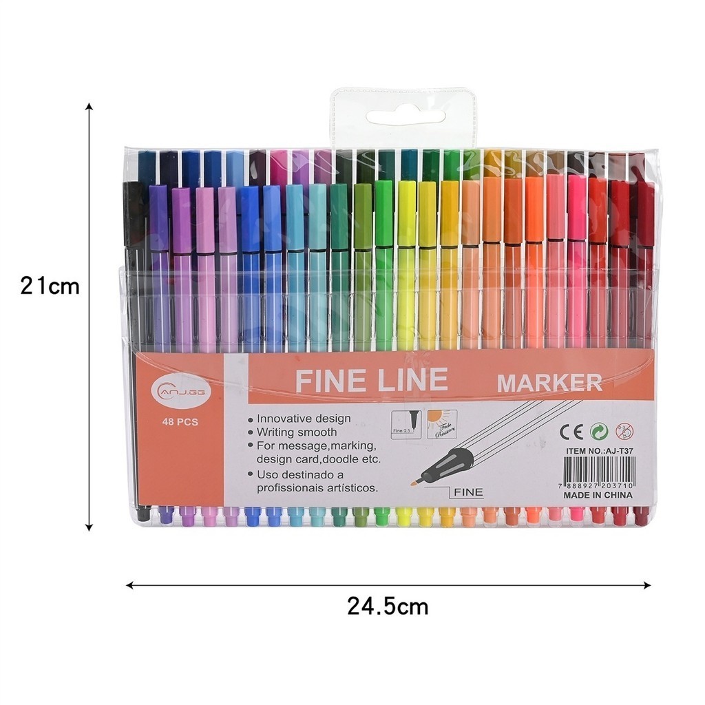 Kit com 48 canetas Fine Line Ponta Fina 0,4MM jorge | Shopee Brasil