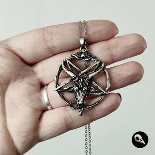 Colar Baphomet Gótico Místico Pingente Pentagrama Invertido Ocultista