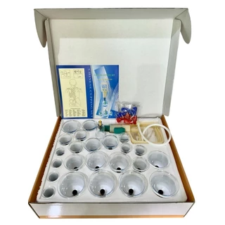 Kit 24 Copos Ventosa Ventosaterapia Guasha Cupping Vacuoterapia Massoterapia Sucção Vácuo + Bomba