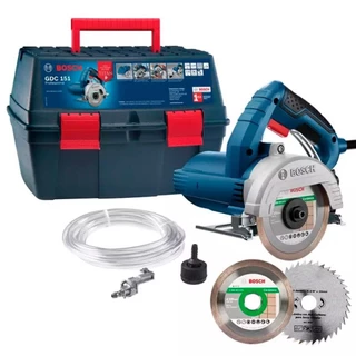 Serra Mármore 5 POL 1500W GDC 151 Maleta. Kit Refrigeração e Disco BOSCH + 1 Disco p/ Madeira
