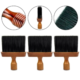 Kit 3 Espanador Madeira Rústico Macio Barbeiro Cabeleireiro Barbearia Corte de Cabelo Masculino