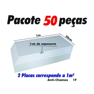 50 Placas De Isopor Antichamas Espessura 10mm ( 1cm ) - 100x50x1cm - Para forro