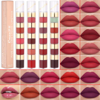 Batom Líquido De 5 Cores , De Longa Duração , Brilho Labial , Fácil De Aplicar , Esmalte Hidratante Fosco , Não Manchar