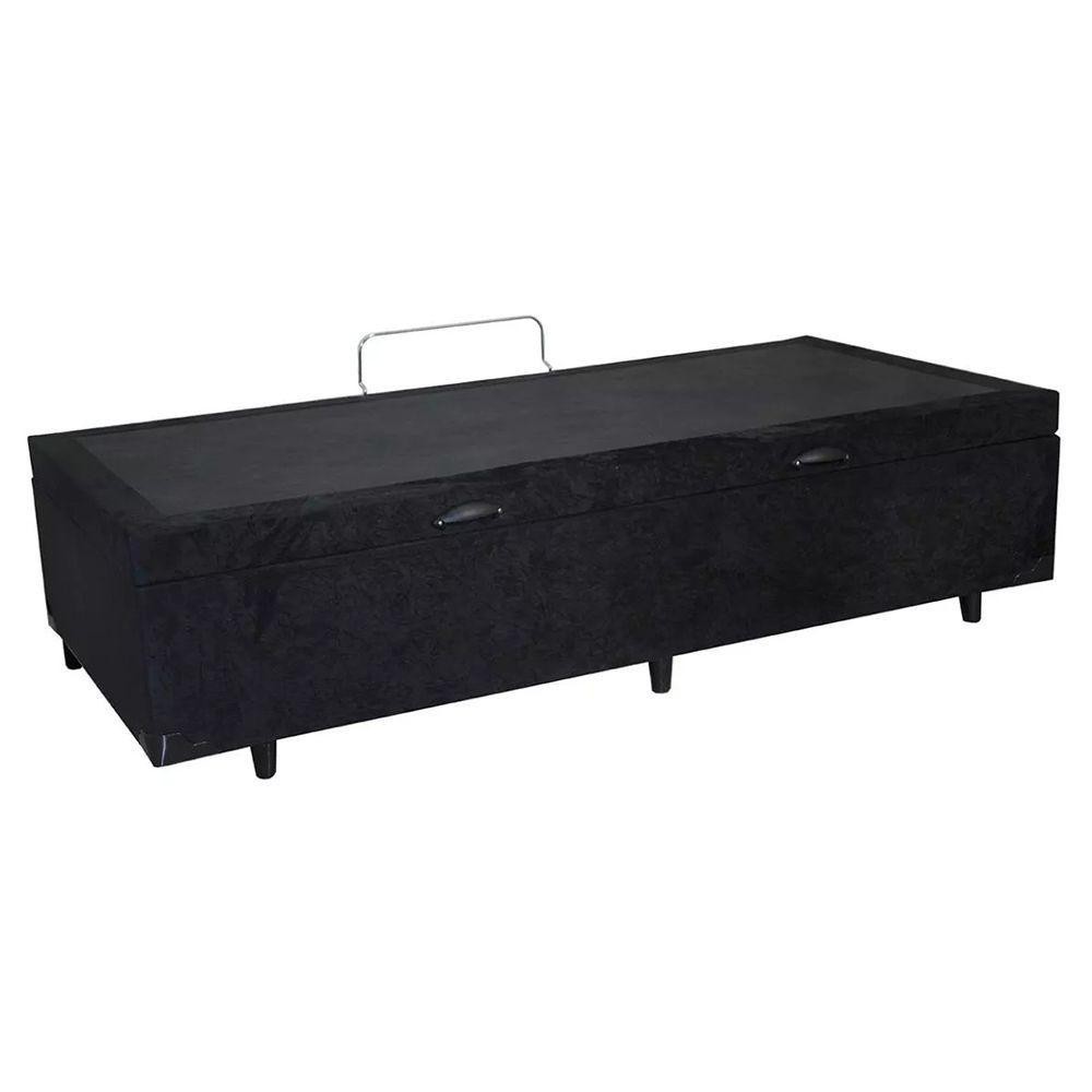 Cama Box Baú Solteiro Suede 44x88x188 Preto